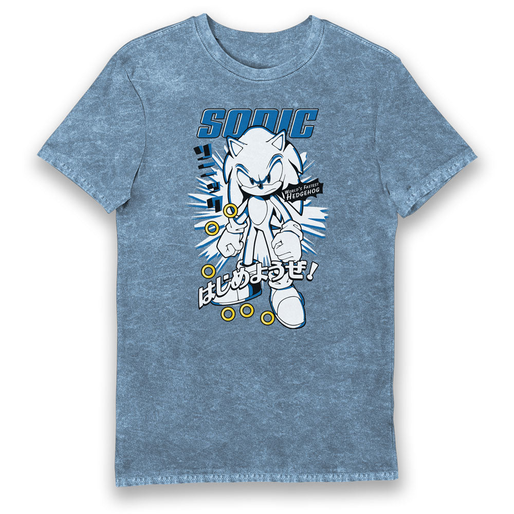 Sonic Worlds Fastest Hedgehog Blue Vintage Style Adults T-Shirt