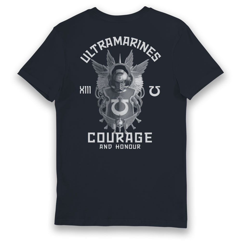 Warhammer 40,000 Ultramarines Courage And Honour Navy Adults T-Shirt