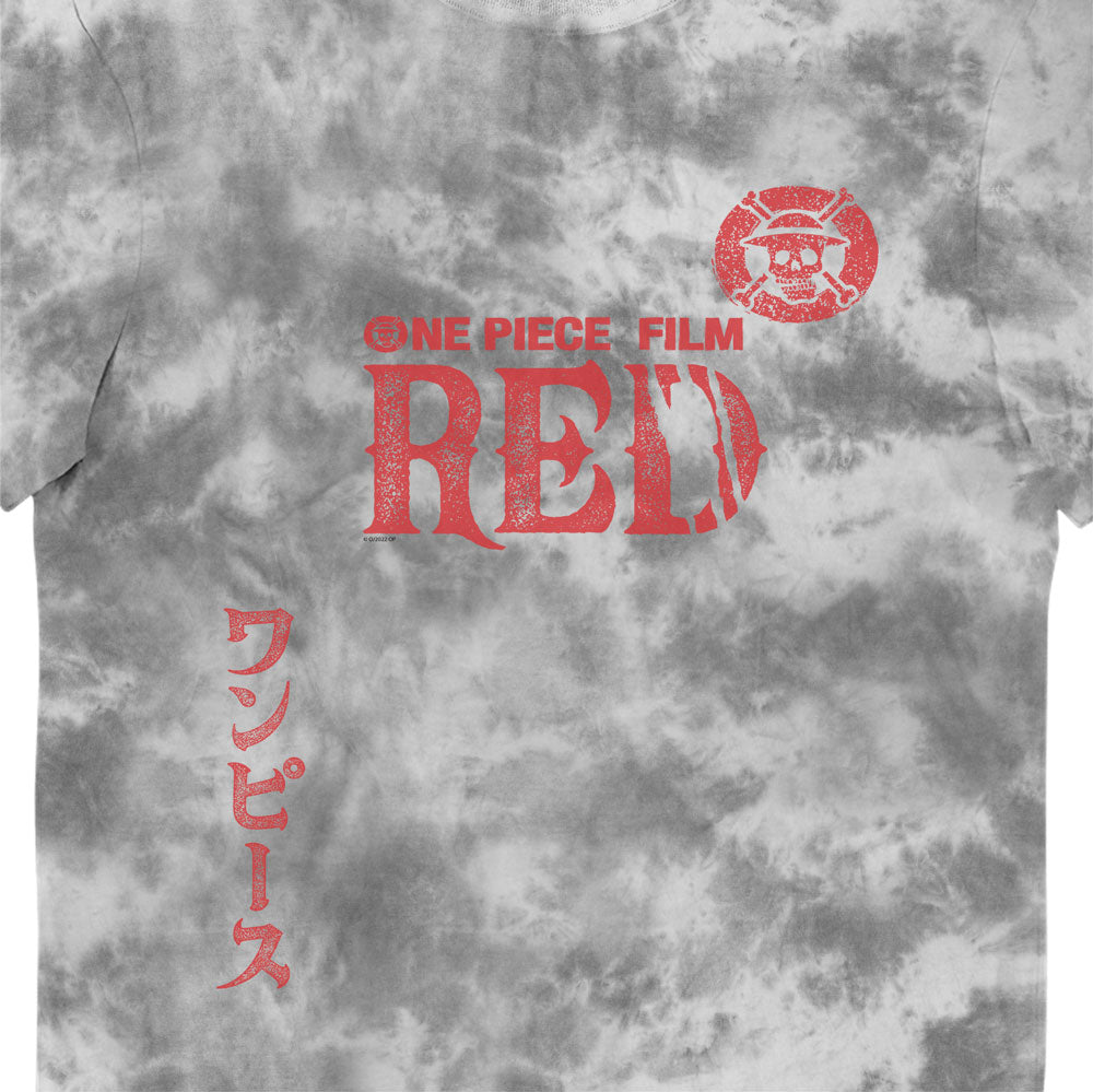 One Piece Red Grey Tie Dye Adults T-Shirt