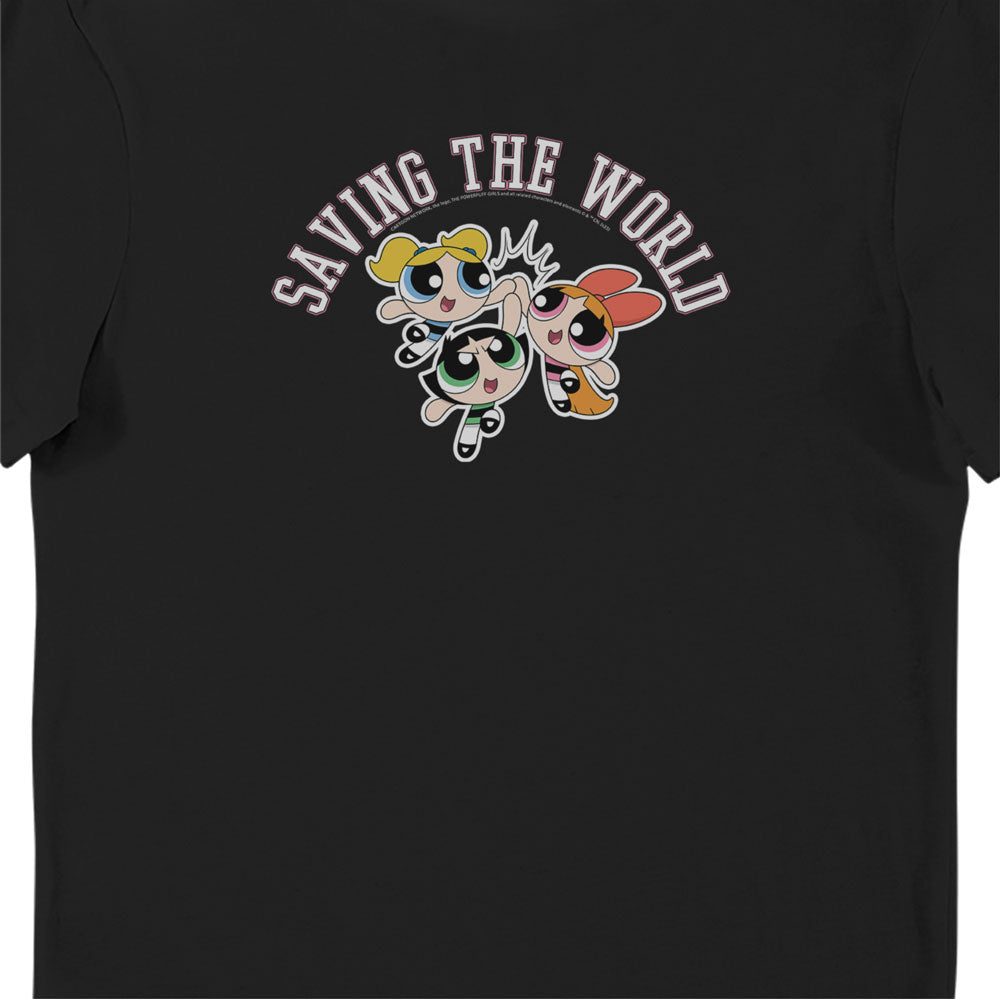 Powerpuff Girls Saving The World Black Ladies T-Shirt