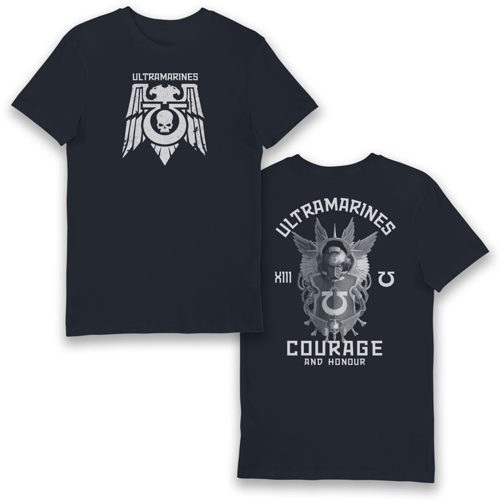 Warhammer 40,000 Ultramarines Courage And Honour Navy Adults T-Shirt