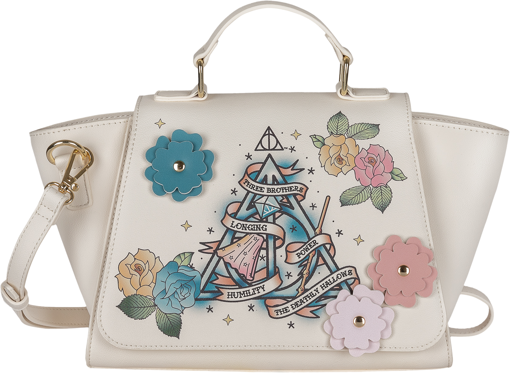 Harry Potter Deathly Hallows Floral Tattoo Premium Handbag