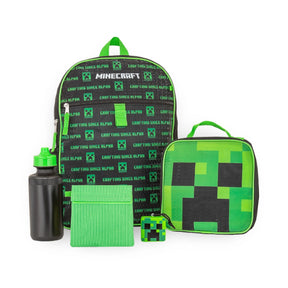 Minecraft Crafting Since Alpha Creeper 5 Piece Backpack Set