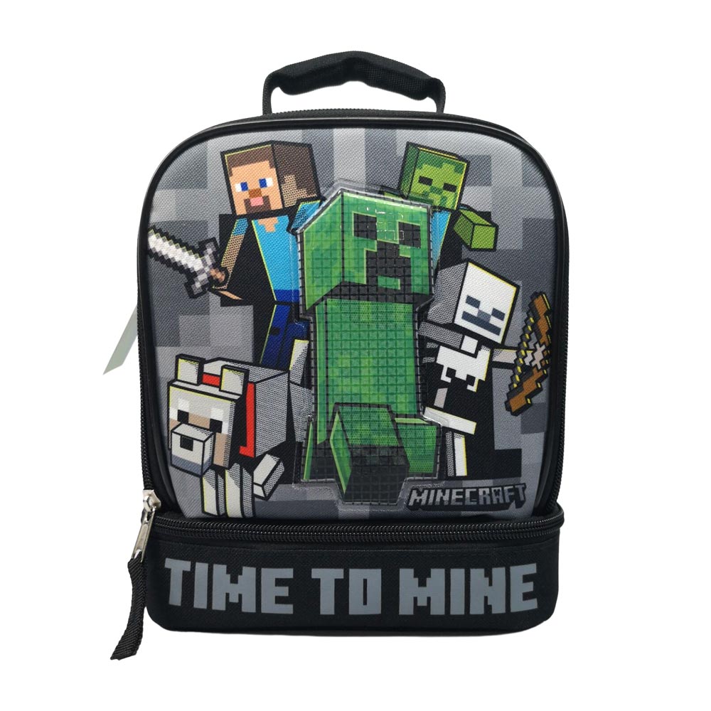Minecraft Time To Mine Dual Compartment Insulated School Kids Lunch Box