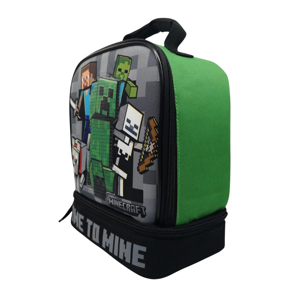 Minecraft Time To Mine Dual Compartment Insulated School Kids Lunch Bag